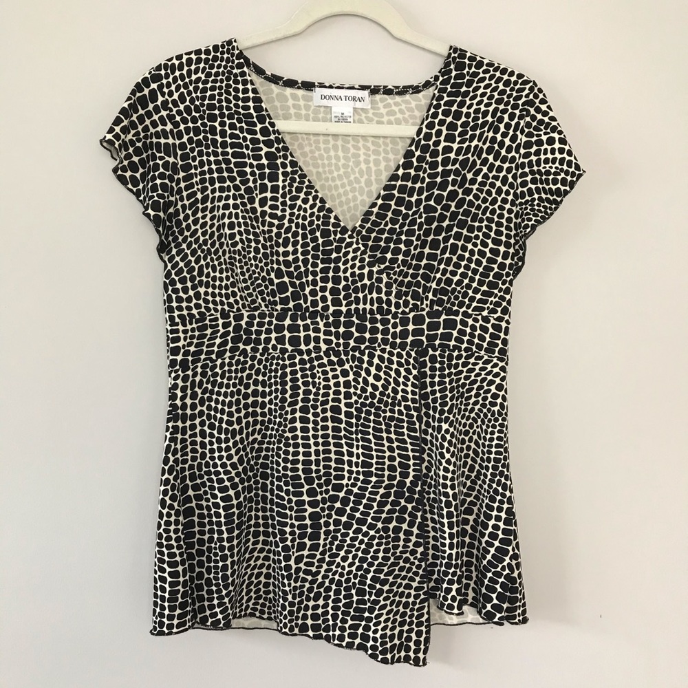 Donna Toran Faux Wrap Animal Print Top Size Med